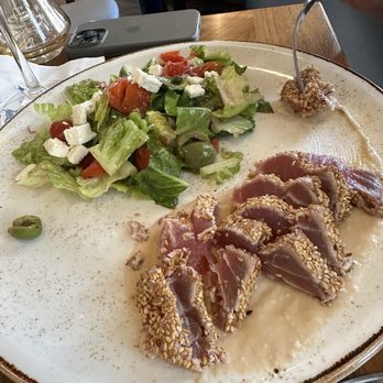 Bluewater Grill - I don't remember the name of this dish, so I'm gonna say fish and salad for now - Seafood Near Me - Newport Beach, California