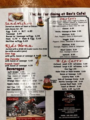 Menu photo 1 Bev's Burger Cafe High Springs, FL