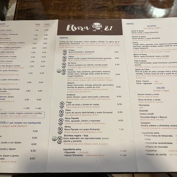 Elvira 81 - Menu part 1 - Creperies Near Me - Granada, GR