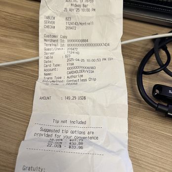 Dave & Buster's Austin - MY $149.29 RECEIPT
Have leadership call me at 512-619-1049 - American Near Me - Austin, Texas Dave & Buster's Austin - MY $149.29 RECEIPT
Have leadership call me at 512-619-1049 - American Near Me - Austin, Texas