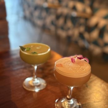 Barrelhouse Burlingame - Minted Matcha (left) and Horse Trainer's Daughter (right) - Wine Bars Near Me - Burlingame, California