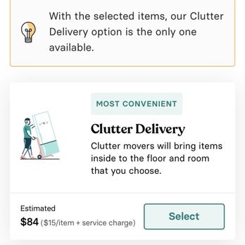 Clutter - No options for pick up?? Delivery for one tiny item is $85 ?? - Self Storage Near Me