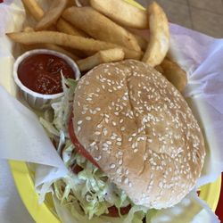 Desi Subs & Grill - #4 burger with fries and soda