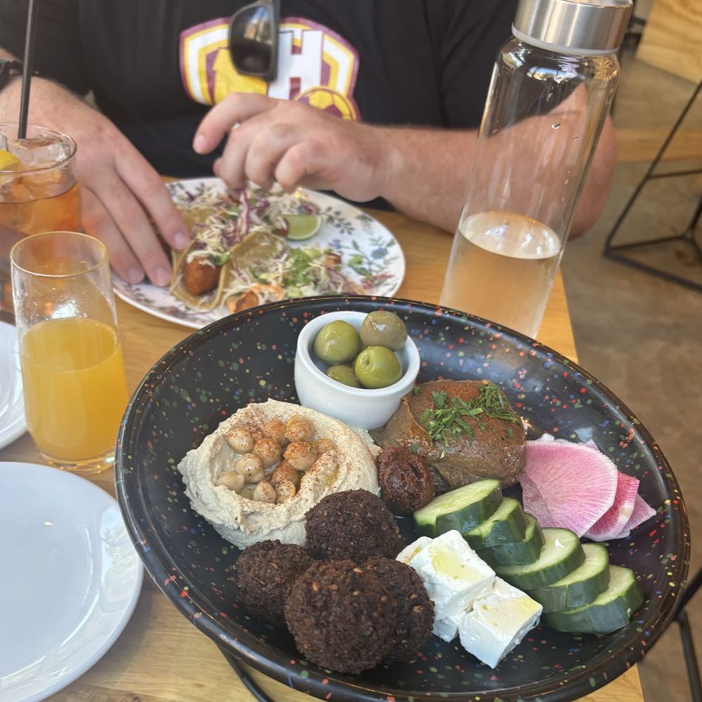 Nobody Told Me - Mezze plate (fish tacos in background) - Bars Near Me - Brooklyn, New York Nobody Told Me - Mezze plate (fish tacos in background) - Bars Near Me - Brooklyn, New York