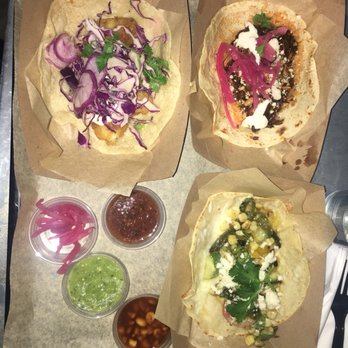 Corazon Cocina - Ensenada Taco, Mole con Pollo Taco, and Calabacita (squash) Taco - Mexican Near Me - Santa Barbara, California