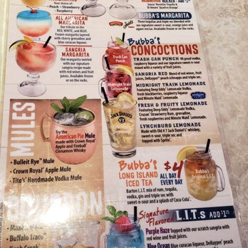 Bubba's 33 - Drink menu. - Pizza Near Me - Aurora, Colorado
