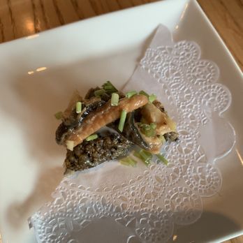 Sushi Kashiba - Special appetizer - salmon skin, crepe fraiche and more - Japanese Near Me - Seattle, Washington
