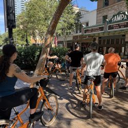 Tampa By Bike - A group listening to Todd's information on Tampa Theater