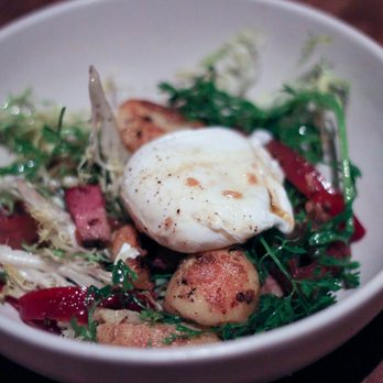 Nopa - Smoked brisket hash, potatoes, sherry onions, frisee and a poached egg - New American Near Me - San Francisco, California Nopa - Smoked brisket hash, potatoes, sherry onions, frisee and a poached egg - New American Near Me - San Francisco, California