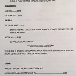 Pizza Parlor II - Menu March 2017
