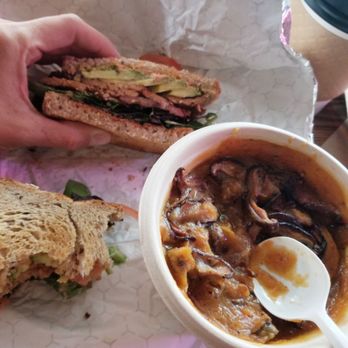 Nurish - Tempeh BLT and veggie bisque - Salad Near Me - Brooklyn, New York Nurish - Tempeh BLT and veggie bisque - Salad Near Me - Brooklyn, New York