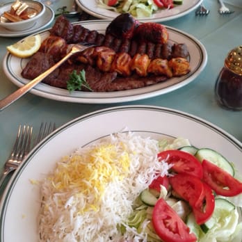 Negeen Restaurant - The number 28 with a half rice half salad combo. More than enough food for two people! - Persian/Iranian Near Me - Campbell, California