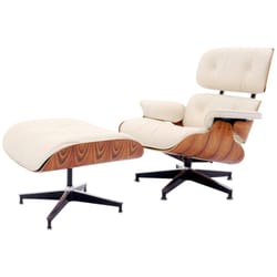 Retro Inferno - Original 1970's Eames Rosewood Lounge Chair and Ottoman with new Herman Miller Ivory cushions.
