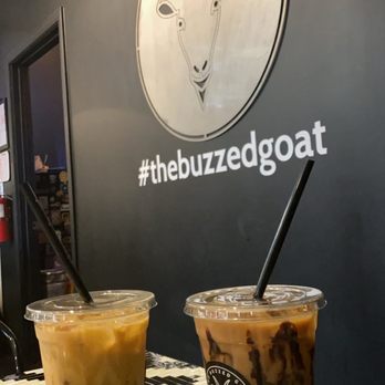 The Buzzed Goat - Left Is The Buzzed Goat, right is the Moca Mayhem, with the Bussed Goat logo in the back. - Coffee & Tea Near Me - Phoenix, Arizona The Buzzed Goat - Left Is The Buzzed Goat, right is the Moca Mayhem, with the Bussed Goat logo in the back. - Coffee & Tea Near Me - Phoenix, Arizona