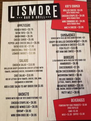 Menu photo 2 Lismore Bar and Grill Lismore, MN Menu photo 2 Lismore Bar and Grill Lismore, MN