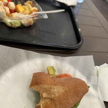 Que Tortas - Ham Torta and Pico De Gallo (fruit bowl with lime and tajin). - Mexican Near Me - San Marcos, California Que Tortas - Ham Torta and Pico De Gallo (fruit bowl with lime and tajin). - Mexican Near Me - San Marcos, California