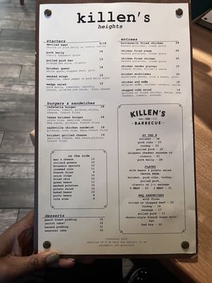 Menu photo 1 Killen's Houston, TX