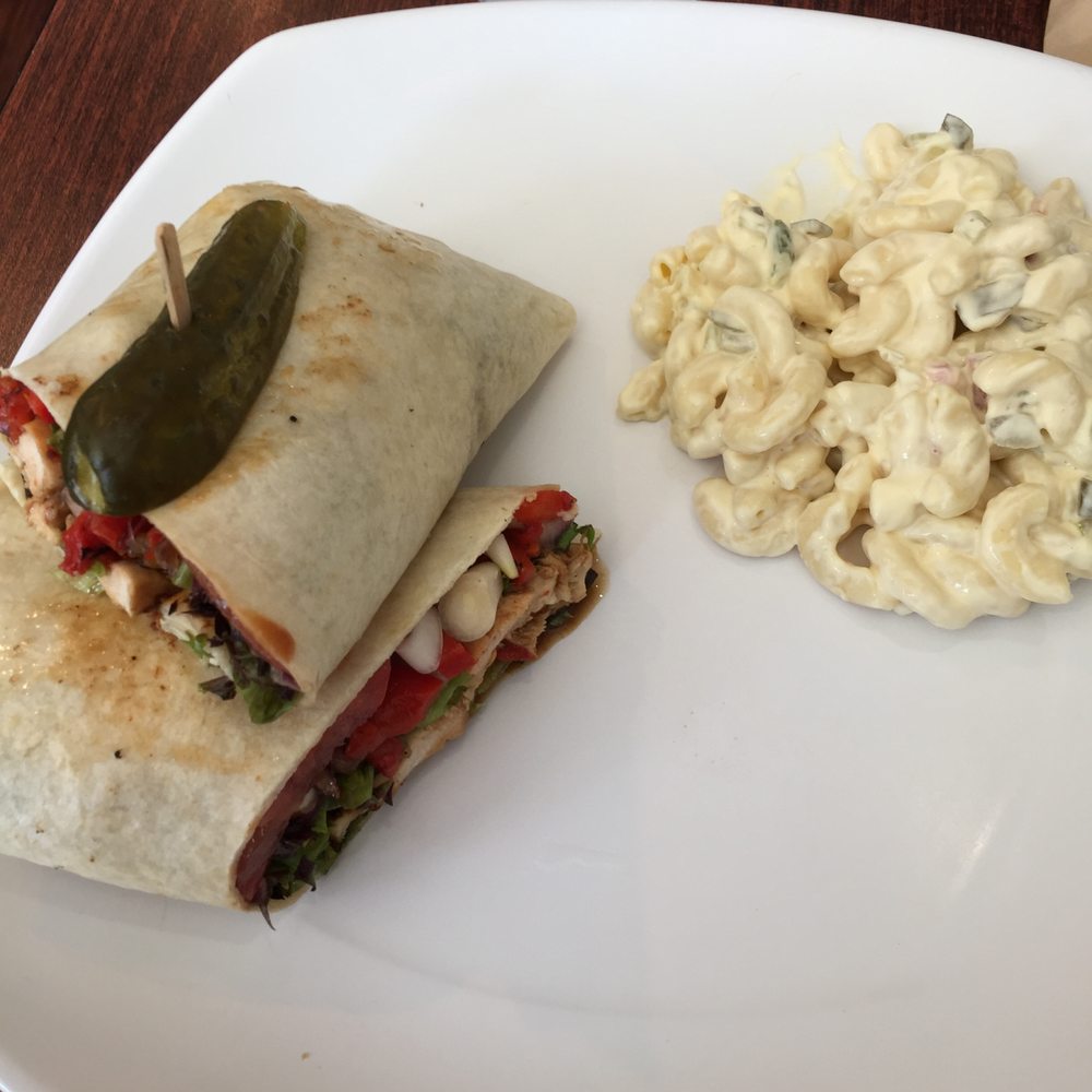Cafe the Lodge - greek wrap and macaroni salad - Cafes Near Me - Bethlehem, Pennsylvania