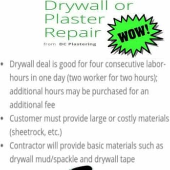 DC Plastering - a flyer for a drywall repair - General Contractors Near Me DC Plastering - a flyer for a drywall repair - General Contractors Near Me