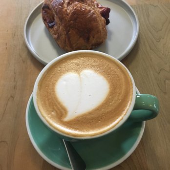 Bard Coffee - Latte and raspberry croissant - Coffee & Tea Near Me - Portland, Maine