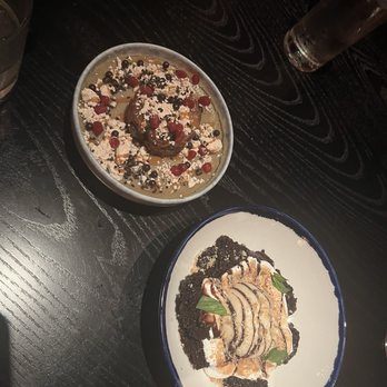 Sister Restaurant - Dessert- The Olive Oil Chocolate cake and the Banana bread pudding - Italian Near Me - Dallas, Texas Sister Restaurant - Dessert- The Olive Oil Chocolate cake and the Banana bread pudding - Italian Near Me - Dallas, Texas