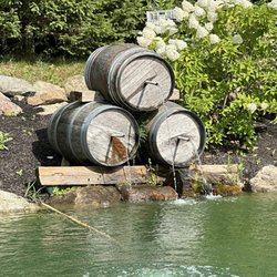 Sharon James Cellars - Barrels feeding their pond