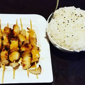 Sushi Ai - Teriyaki Chicken skewers with onions and sticky rice - Sushi Bars Near Me - Clayton, Missouri