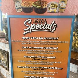 Fall Specials that came out the 1st week of September at Playa Bowl Fall Specials that came out the 1st week of September at Playa Bowl