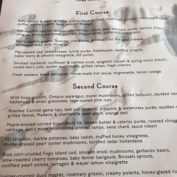 Beckta Dining & Wine - Menu with water marks from clumsiness at our table ;-) Staff did a superb job cleaning up the spill quickly. - Wine Bars Near Me - Ottawa, Ontario