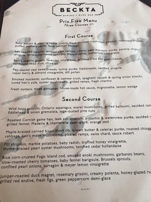 Menu photo 6 Beckta Dining & Wine Ottawa, ON