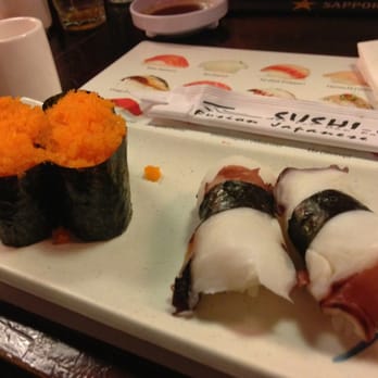 Sushi-Ray - Left: Smelt Roe Right: Octopus. - Sushi Bars Near Me - Hemet, California Sushi-Ray - Left: Smelt Roe Right: Octopus. - Sushi Bars Near Me - Hemet, California