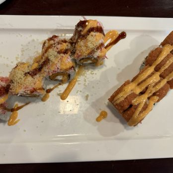 Sushi Sho - Double Crunchy Roll (left) Double Spicy Roll (right) - Bubble Tea Near Me - Winston-Salem, North Carolina Sushi Sho - Double Crunchy Roll (left) Double Spicy Roll (right) - Bubble Tea Near Me - Winston-Salem, North Carolina