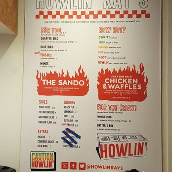 Howlin' Ray's - The Menu (03/10/19). @HowlinRays #Chinatown #Chicken #TheWaitIsReal - Southern Near Me - Los Angeles, California