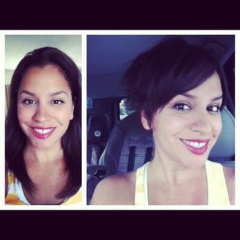 Veronica at Elite Salons - Before and after cut.  I went from layers to a pixie.  I love it. - Makeup Artists Near Me - Camarillo, California