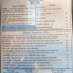 Wimpy's Marina - Lunch Menu, January 28, 2024