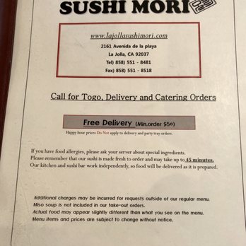 Sushi Mori - Menu - Sushi Bars Near Me - La Jolla, California Sushi Mori - Menu - Sushi Bars Near Me - La Jolla, California