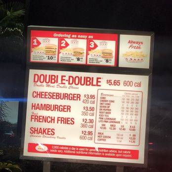 In-N-Out Burger - Menu 01/10/24 - Fast Food Near Me - Downey, California