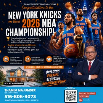 Shameem Majumder - GoRascal - NY Knicks 2026 Champions - Shameem Mortgage Solutions - Mortgage Lenders Near Me - Brooklyn, New York Shameem Majumder - GoRascal - NY Knicks 2026 Champions - Shameem Mortgage Solutions - Mortgage Lenders Near Me - Brooklyn, New York