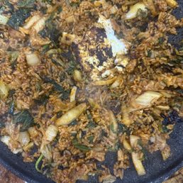 Kimchi fried rice! We like ours extra crispy Kimchi fried rice! We like ours extra crispy