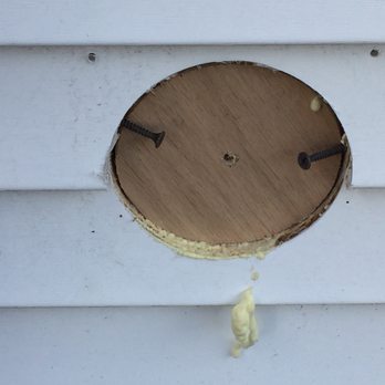 Owens Corning Basement Finishing System - Hole left in siding - General Contractors Near Me - Canton, Massachusetts