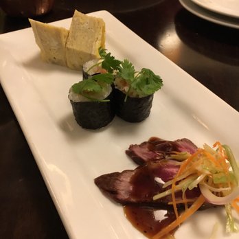 Grove - I believe it's called the zensai. Super fresh salmon sushi with beef - New American Near Me - Grand Rapids, Michigan Grove - I believe it's called the zensai. Super fresh salmon sushi with beef - New American Near Me - Grand Rapids, Michigan