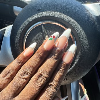 Fairy Nails & Lash - Almond shape, Hydro gel, new set with a French tip and cherry design. - Nail Salons Near Me - Las Vegas, Nevada Fairy Nails & Lash - Almond shape, Hydro gel, new set with a French tip and cherry design. - Nail Salons Near Me - Las Vegas, Nevada