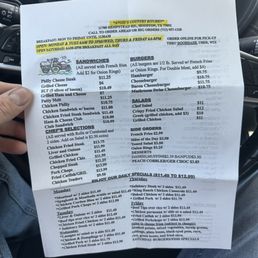 Full Menu Front