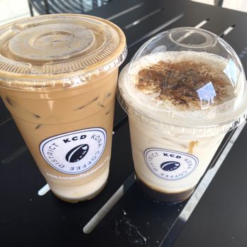 Kona Coffee District - 9/18/23 (mon): Iced Large Island Latte & Medium Toasted Marshmallow Latte - Coffee & Tea Near Me - Lake Forest, California
