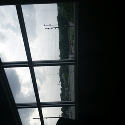 Great veiw from the upstairs gym of the train tracks