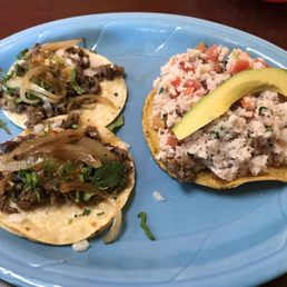 Carne asada tacos and ceviche Carne asada tacos and ceviche