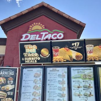 Del Taco - menus and prices on the front of the restaurant - Fast Food Near Me - Moreno Valley, California Del Taco - menus and prices on the front of the restaurant - Fast Food Near Me - Moreno Valley, California