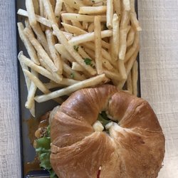 Triple Nickel Grill - BBQ shrimp sandwich on croissant bun