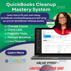 Day One Accounting and Financial Services - QuickBooks Cleanup Mastery System - our proven process to fix messy books fast and get your business audit- and tax-ready.