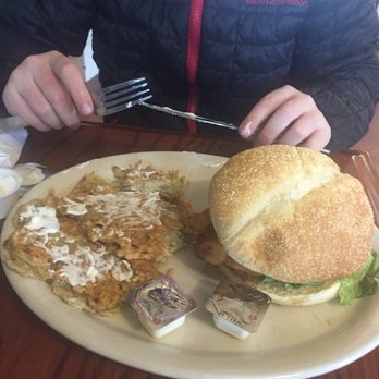 Moser's Austrian Cafe - potato pancake and schitzel sandwich - German Near Me - New Carlisle, Indiana